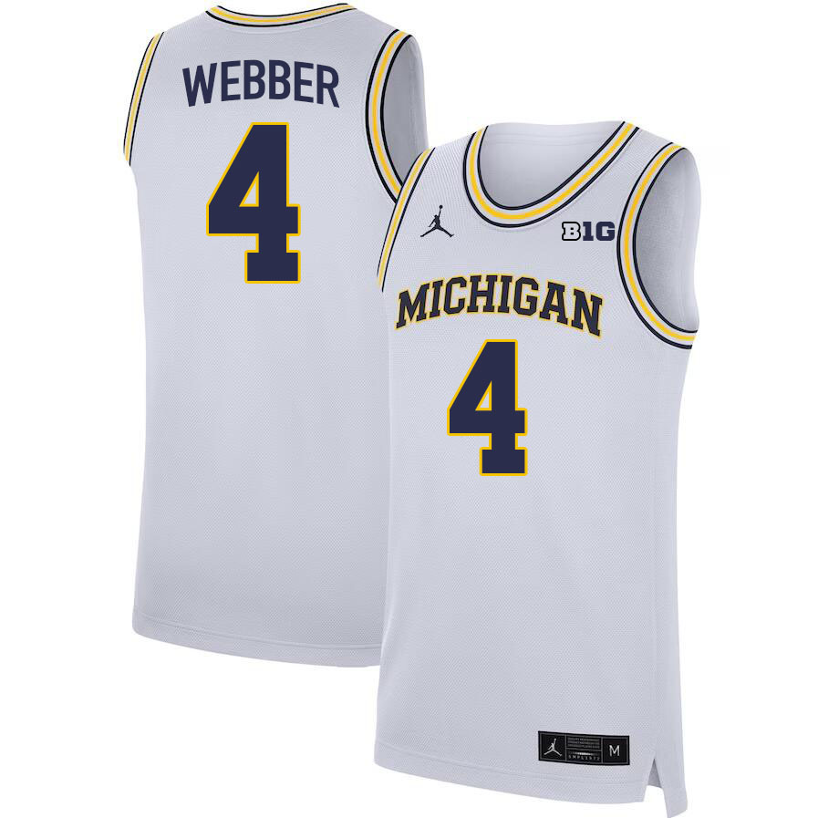Michigan Wolverines #4 Chris Webber College Basketball Jerseys Stitched Sale-White